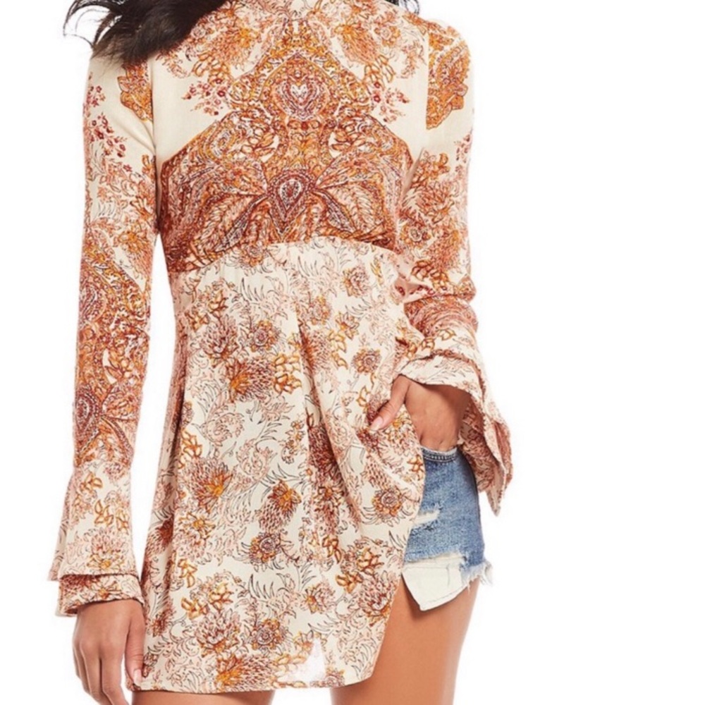 Free People Ivory Lady Luck Tunic Mini Dress
